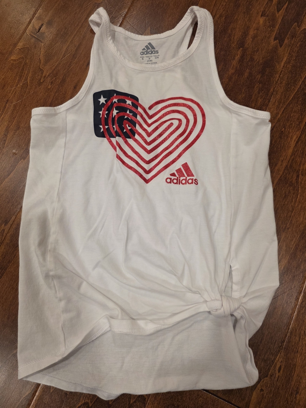 adidas Girls' White Heart Graphic Tank Top